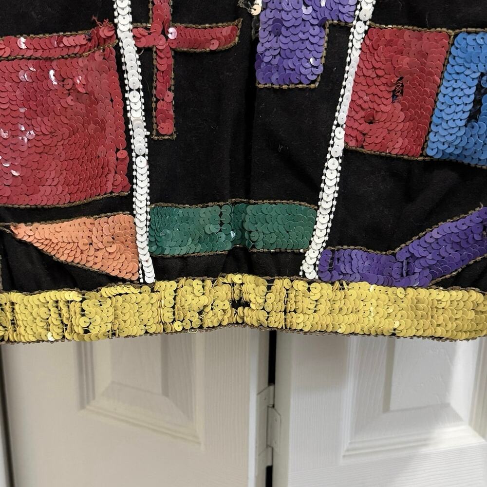Vtg Modi Sequin Patchwork Denim Jacket Women's M … - image 8